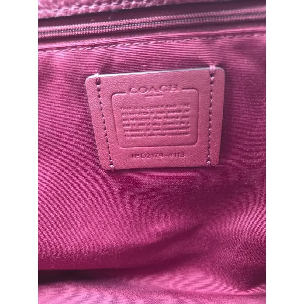 Coach Dempsey Tote 22 Signature Jacquard Khaki Chalk Pink Stripe Crossbody Bag